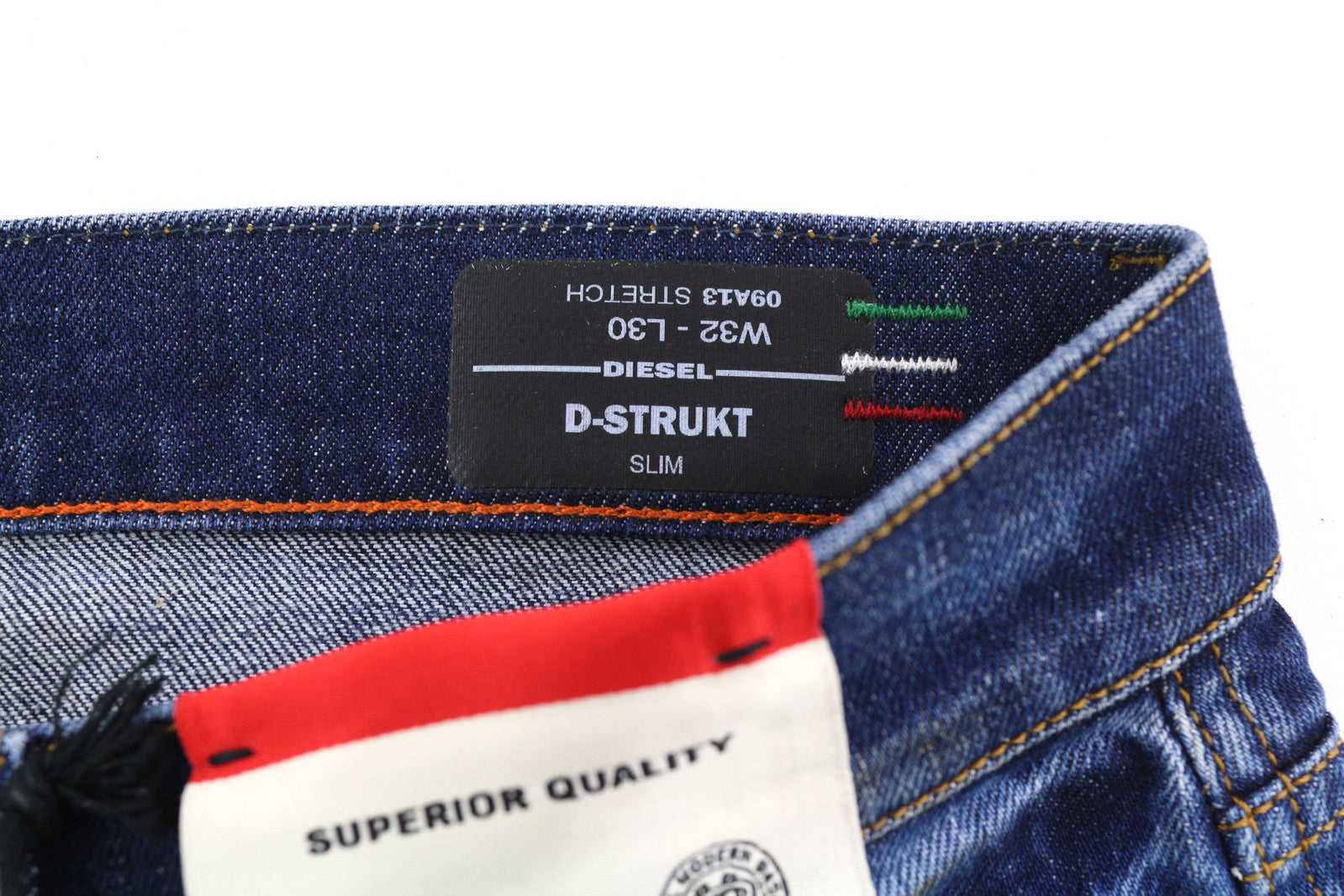 DIESEL D-Strukt 09A13 Men Jeans W32/L30 Slim  Stretch Logo Washed Blue RRP€295