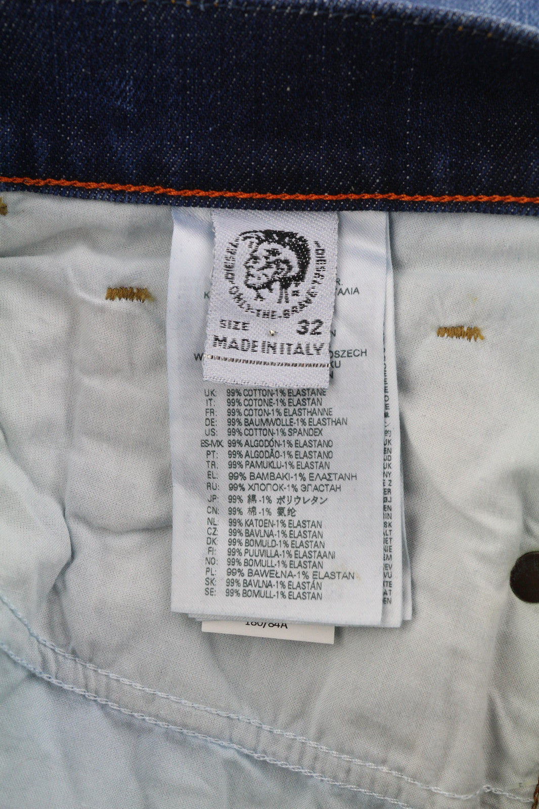 DIESEL D-Strukt 09A13 Men Jeans W32/L30 Slim  Stretch Logo Washed Blue RRP€295