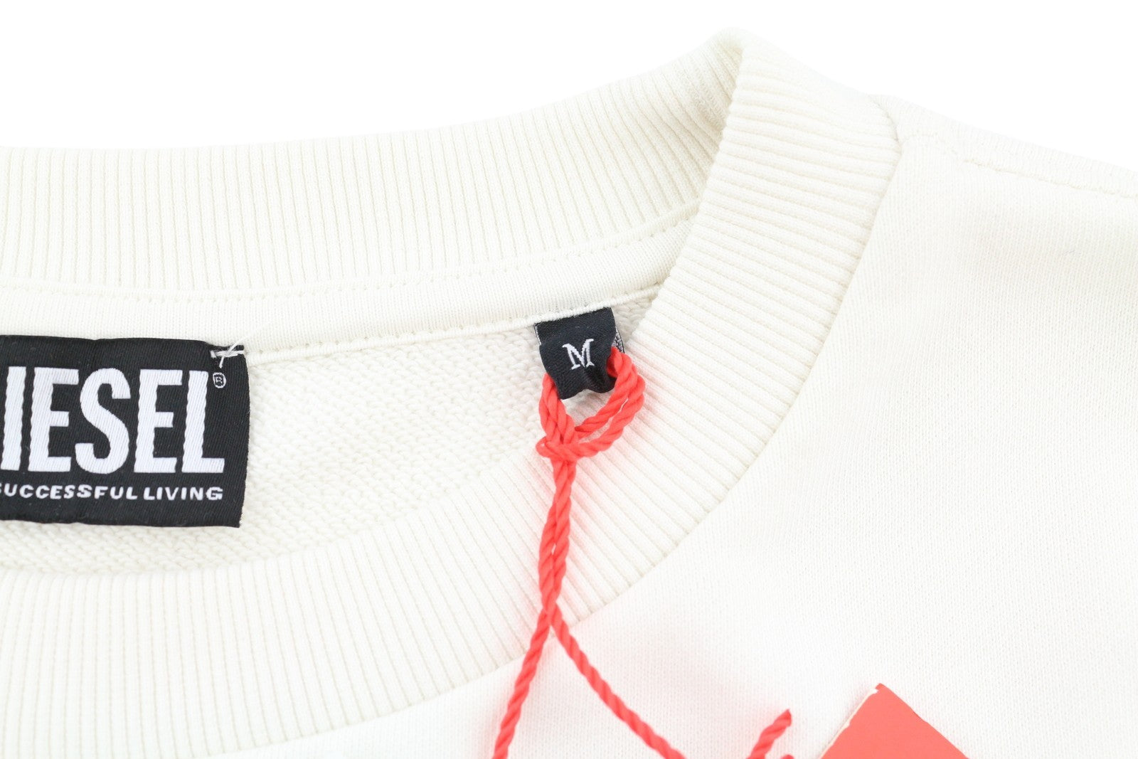 DIESEL S-Ginn-HS3 Men Sweatshirt M White Pullover Crew Neck Front Logo RRP€125