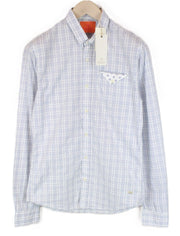 SCOTCH & SODA Ams Couture Men Shirt S White Checkered Long Sleeve Button-Up