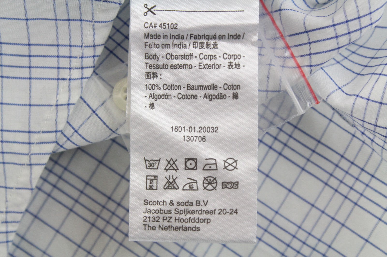 SCOTCH & SODA Ams Couture Men Shirt S White Checkered Long Sleeve Button-Up