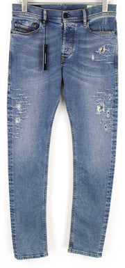 DIESEL Tepphar 080AC Mens Jeans W27/L32 Slim Carrot Blue Cotton Stretchy Ripped