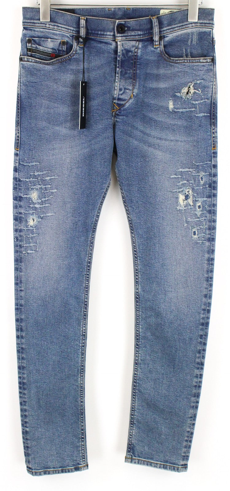 DIESEL Tepphar 080AC Mens Jeans W27/L32 Slim Carrot Blue Cotton Stretchy Ripped