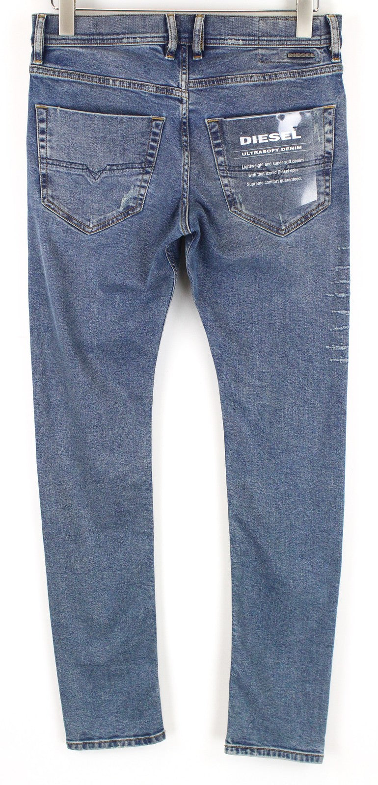 DIESEL Tepphar 080AC Mens Jeans W27/L32 Slim Carrot Blue Cotton Stretchy Ripped