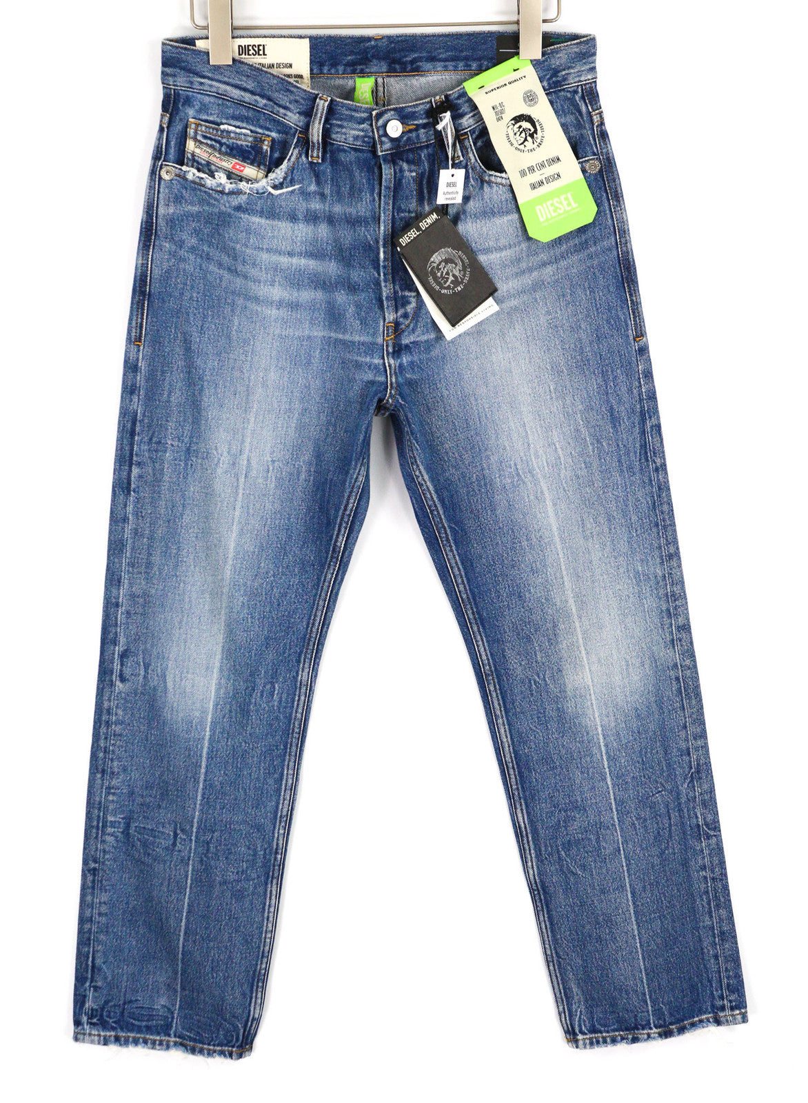 DIESEL D-Macs 09A25 Men Jeans W30/L30 Straight Fit Distress Washed Denim RRP€250