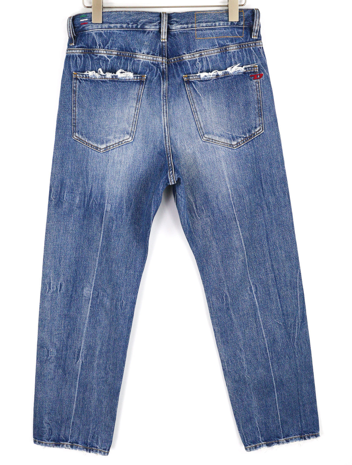 DIESEL D-Macs 09A25 Men Jeans W30/L30 Straight Fit Distress Washed Denim RRP€250