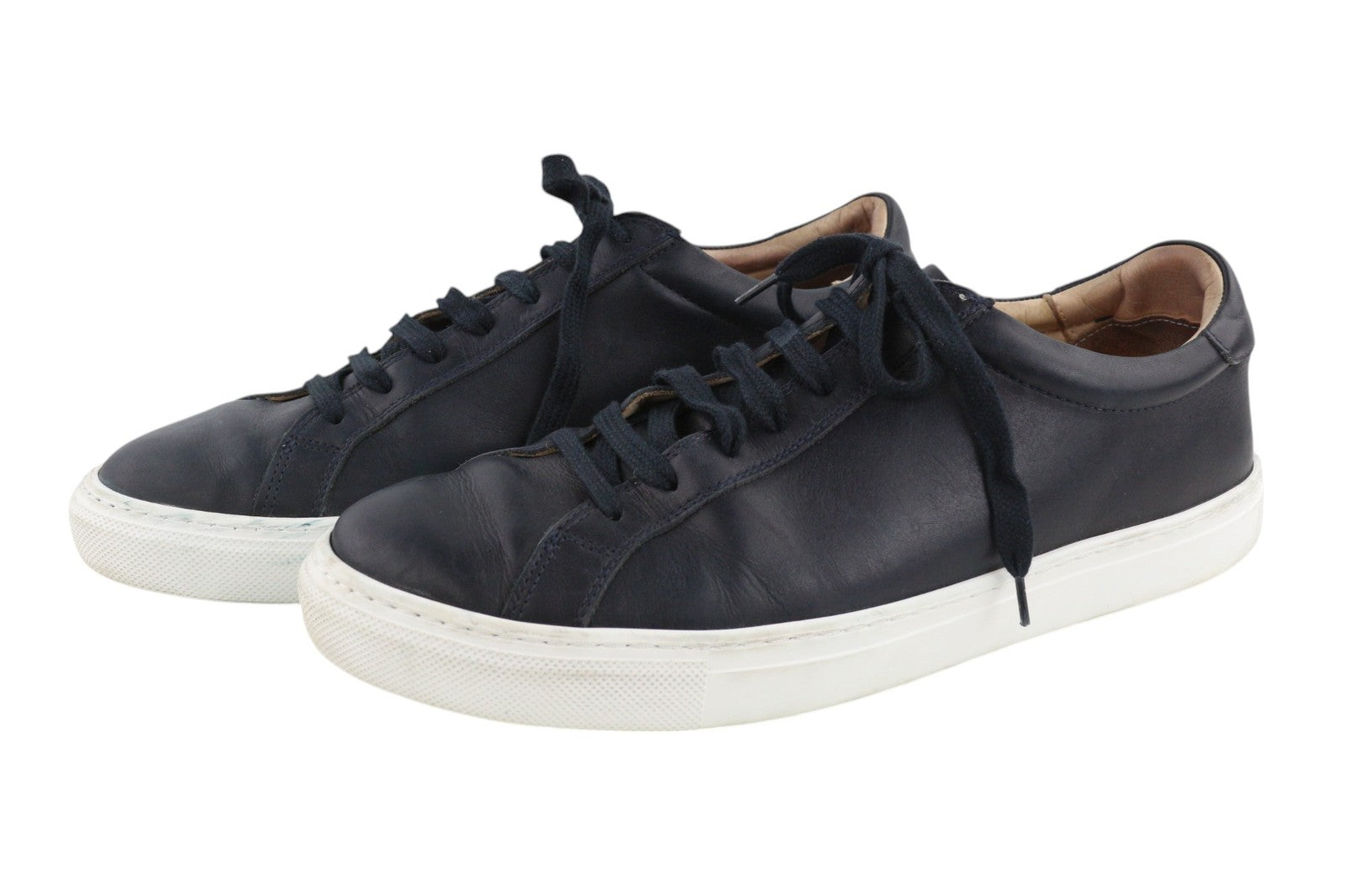 SUITSUPPLY Men Shoes EU45 Navy Blue Leather Laced Low-Top Sneaker Style