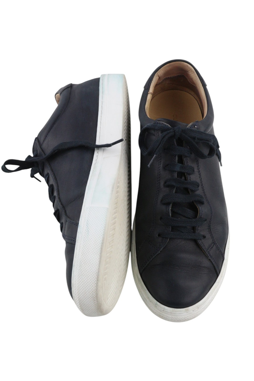 SUITSUPPLY Men Shoes EU45 Navy Blue Leather Laced Low-Top Sneaker Style