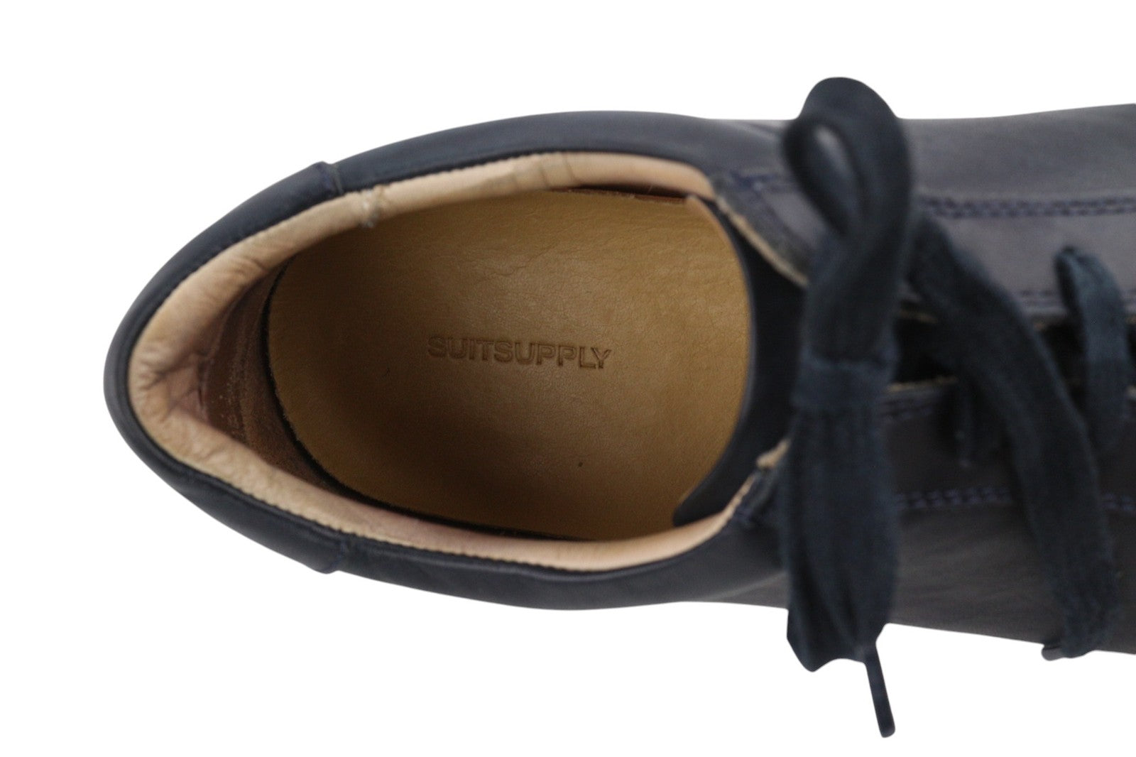 SUITSUPPLY Men Shoes EU45 Navy Blue Leather Laced Low-Top Sneaker Style
