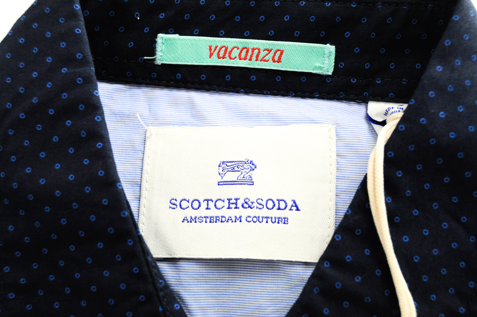 SCOTCH & SODA Men's Navy Shirt S Cotton Dot Pattern Long Sleeve Smart Casual