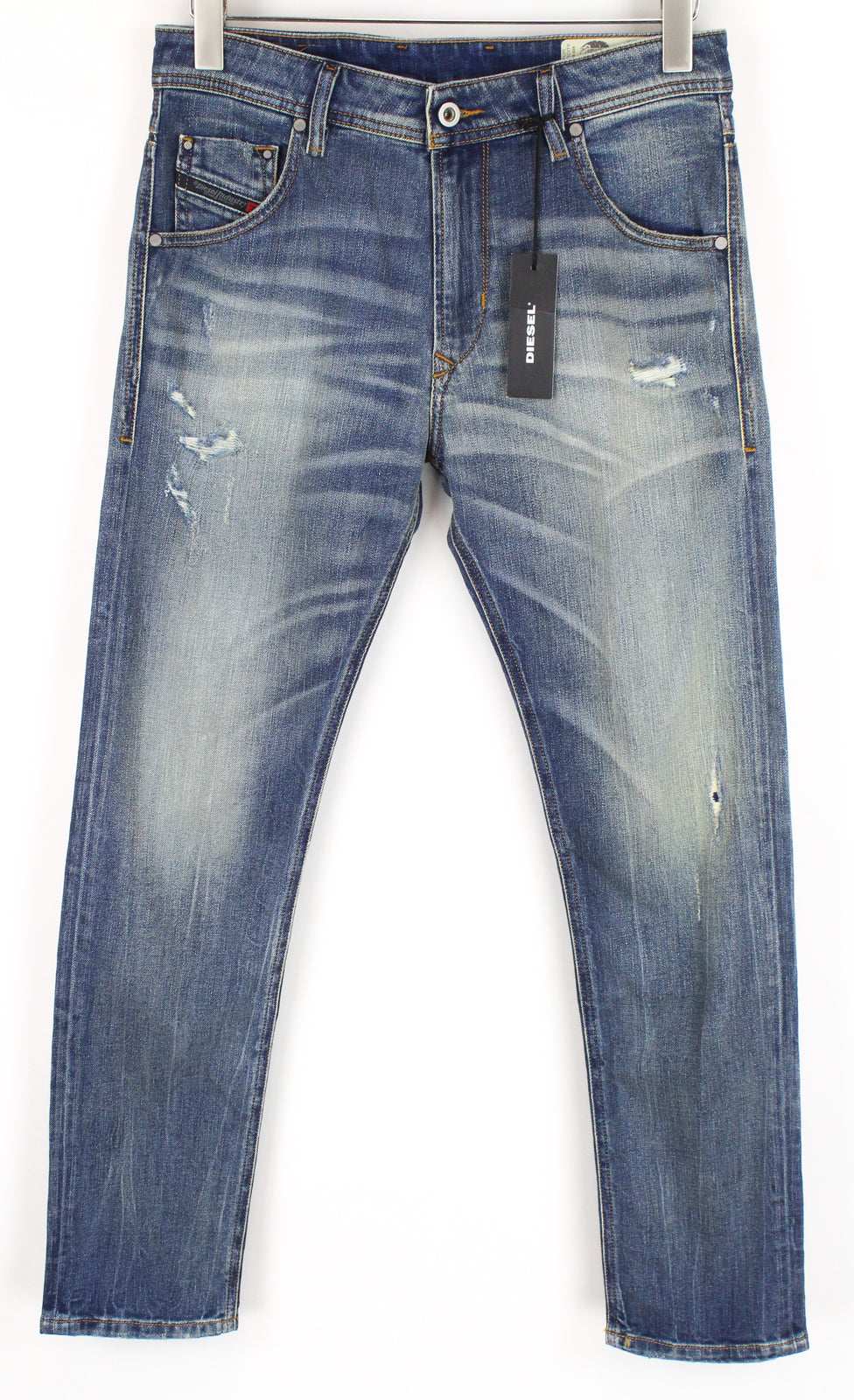 DIESEL Krayver R6ZD4 Men's Blue Jeans W28/L30 Slim Carrot Ripped Cotton Stretch