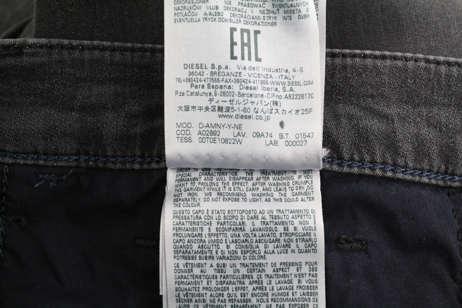 DIESEL D-Amny Jogg 09A74 Men Jeans W31/L30 Skinny Stretch Zipper Washed RRP€250