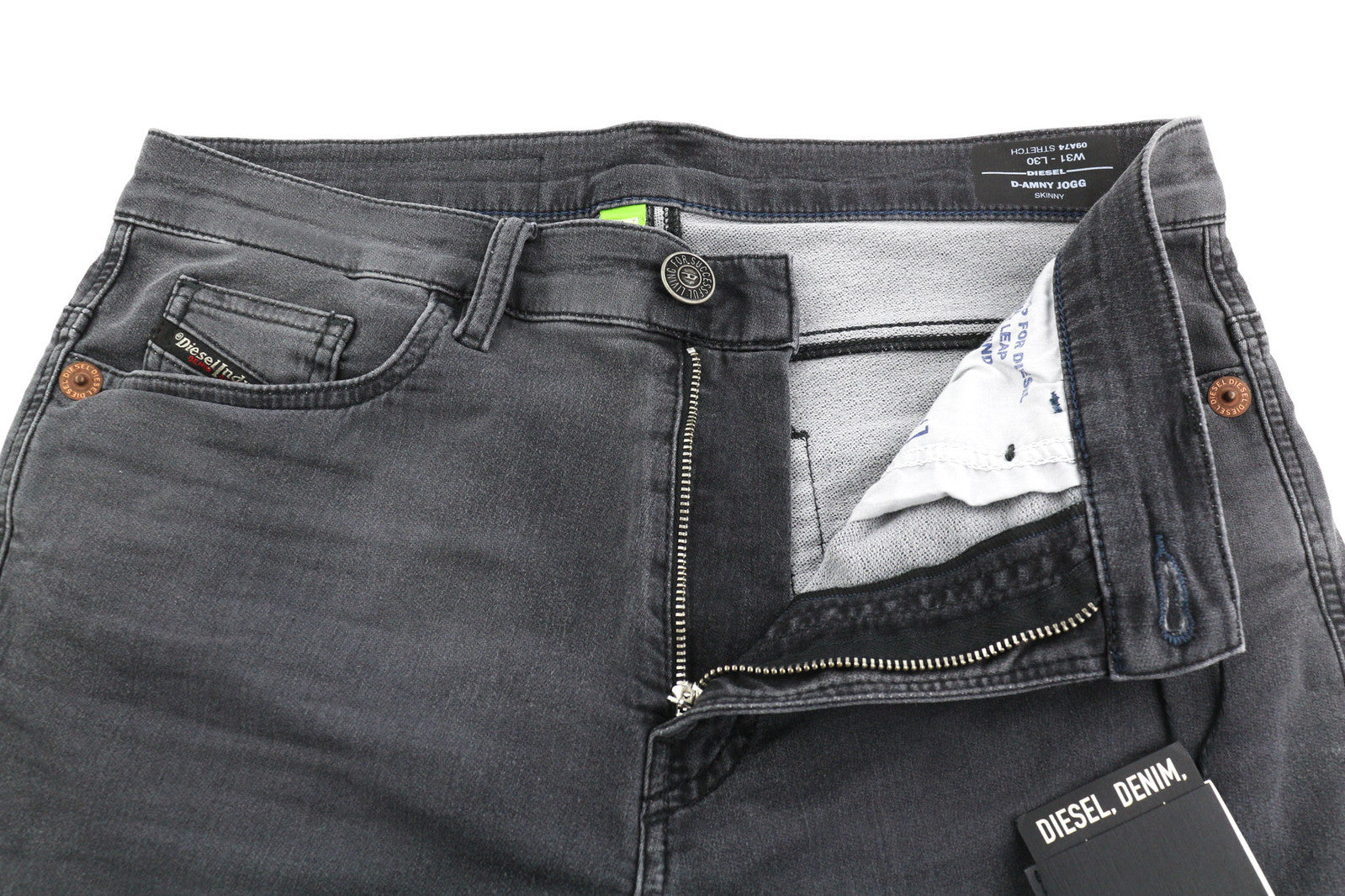 DIESEL D-Amny Jogg 09A74 Men Jeans W31/L30 Skinny Stretch Zipper Washed RRP€250