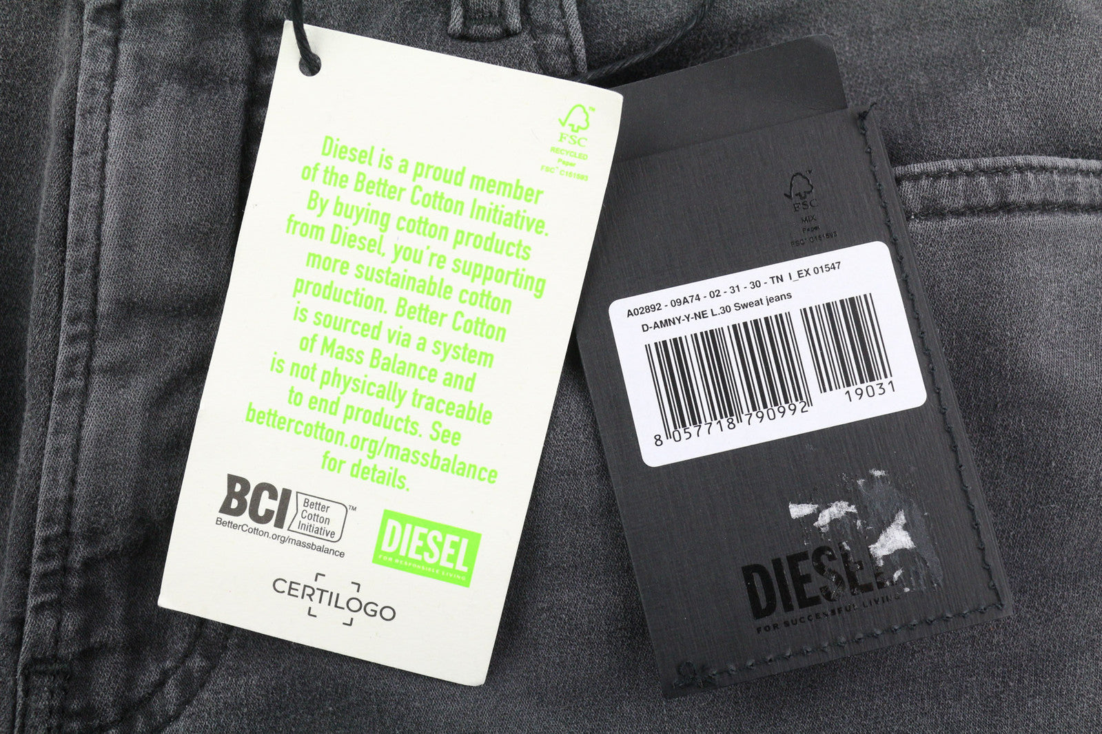 DIESEL D-Amny Jogg 09A74 Men Jeans W31/L30 Skinny Stretch Zipper Washed RRP€250