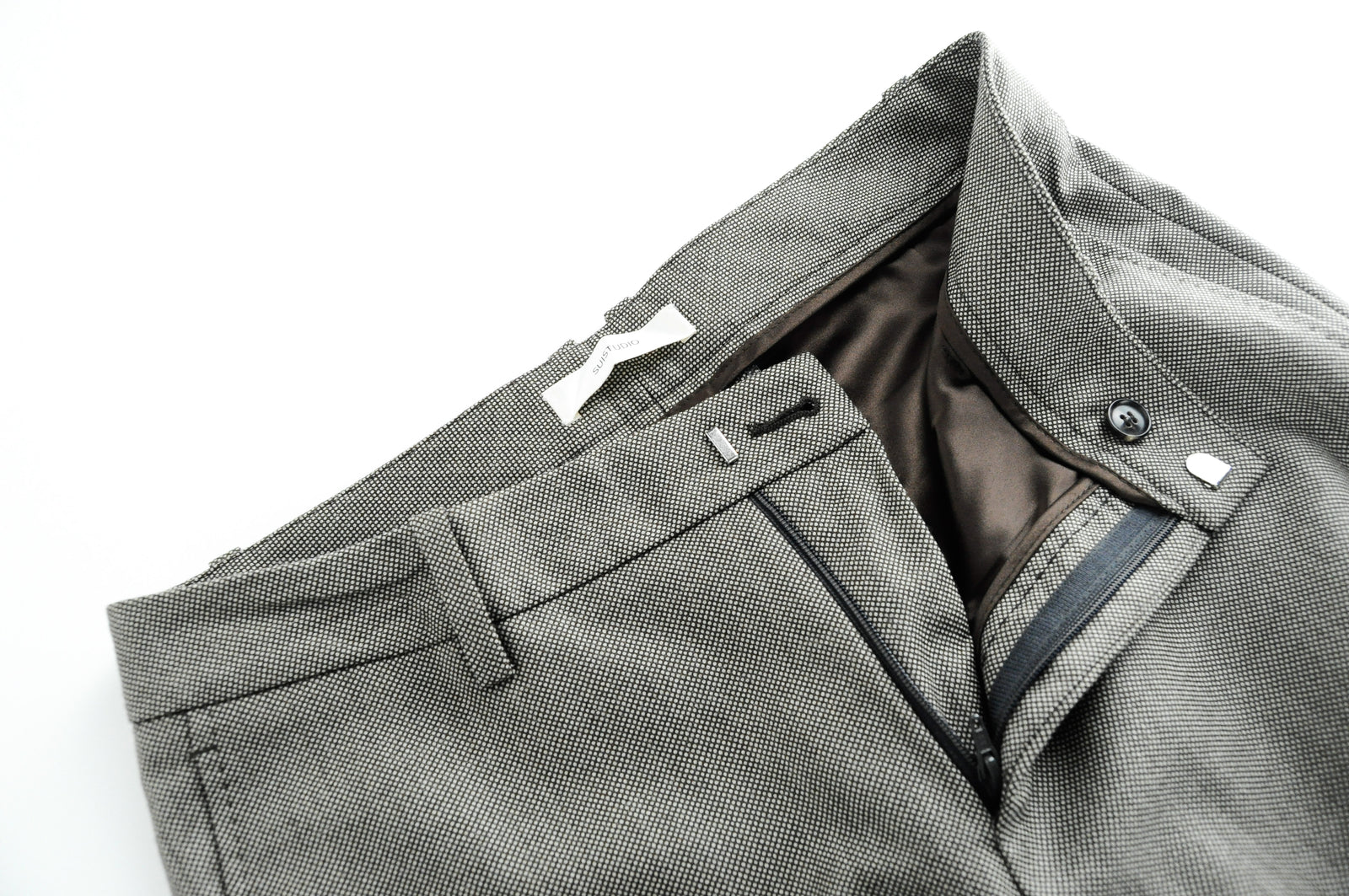 SUISTUDIO Women's Grey Trousers UK34R Pleated Classic Formal Slit Pocket Pants