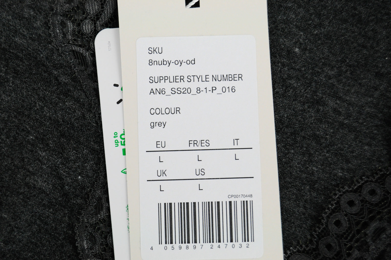 ANNA FIELD Women Dress L Grey Long Sleeve Over Knee Stretch Lace V-Neck Style