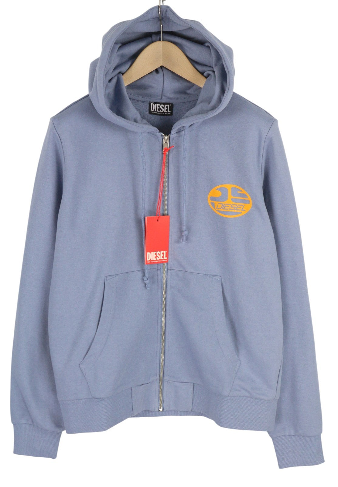 DIESEL S-Ginn-Hood-Zip-K6 Mens Hoodie M Blue Full Zip Hooded Pockets RRP€150