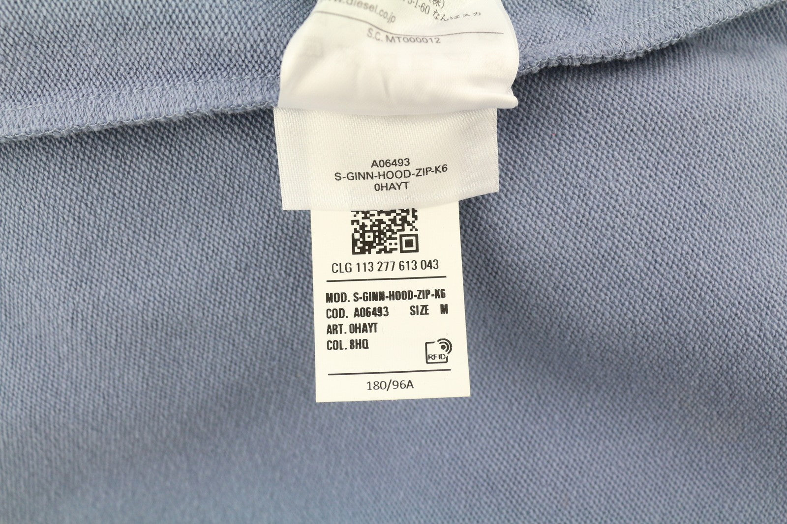 DIESEL S-Ginn-Hood-Zip-K6 Mens Hoodie M Blue Full Zip Hooded Pockets RRP€150