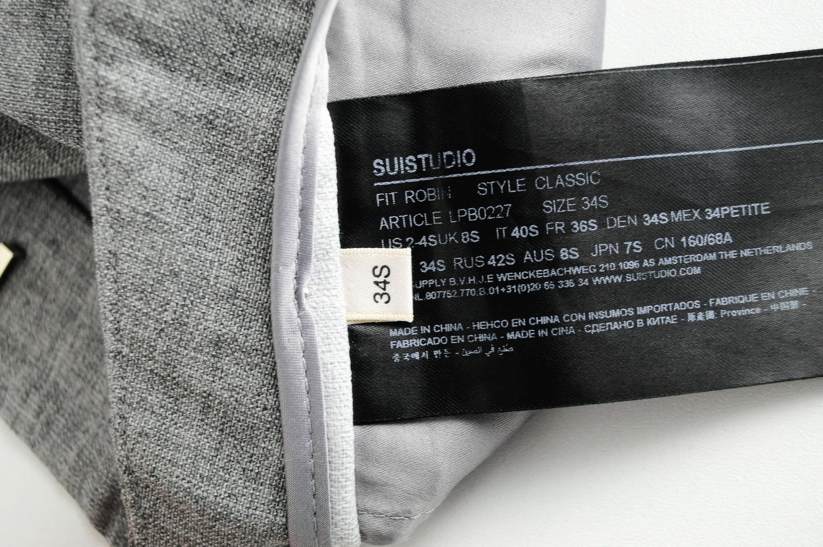 SUISTUDIO Robin Women's Grey Trousers UK8S Classic Pleated Pure Wool Formal Wear