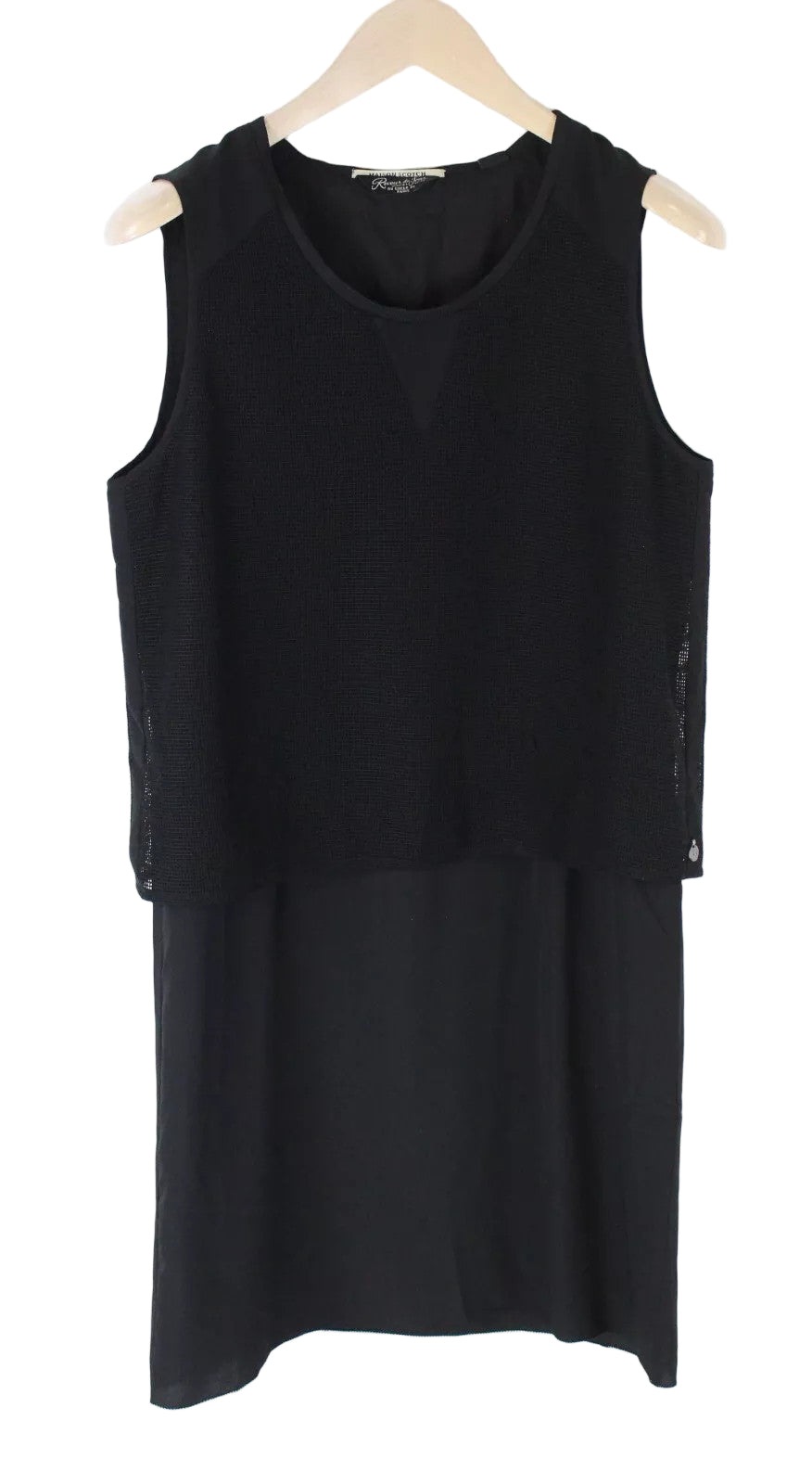MAISON SCOTCH Women's Dress M Black Layered 2-in-1 Sleeveless Round Neck