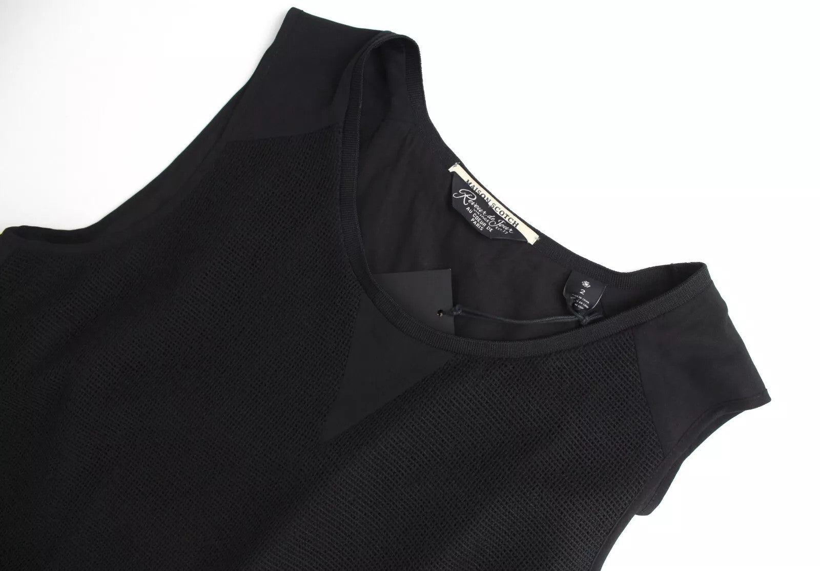 MAISON SCOTCH Women's Dress M Black Layered 2-in-1 Sleeveless Round Neck