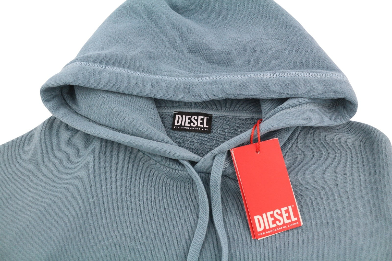 DIESEL S-Ummer-C1 Mens Hoodie 2XL Washed Blue Oversized Kangaroo Pocket RRP€250