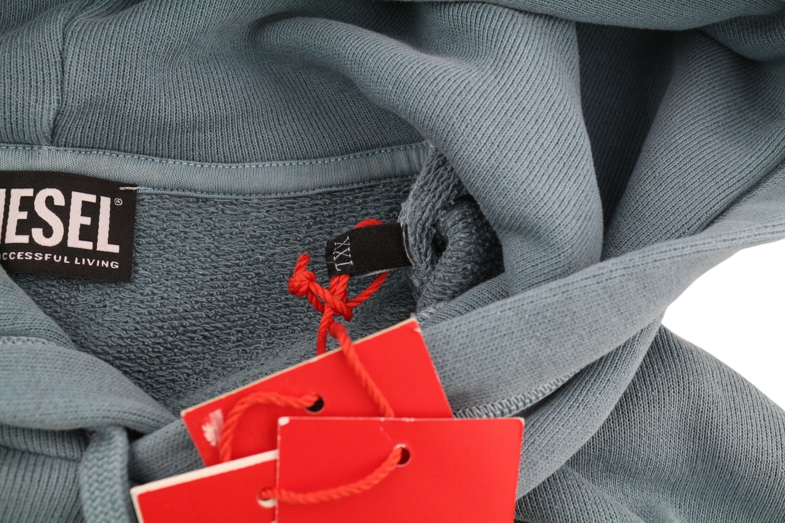 DIESEL S-Ummer-C1 Mens Hoodie 2XL Washed Blue Oversized Kangaroo Pocket RRP€250