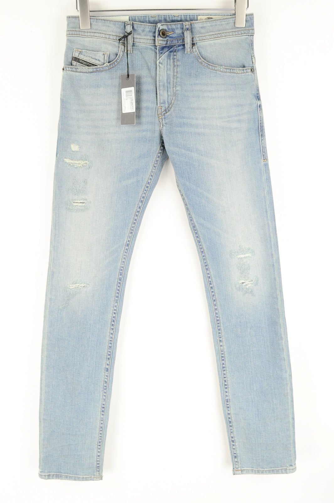 DIESEL Thommer 087AX Men's Blue Jeans W27/L32 Ripped Washed Slim Skinny Fit