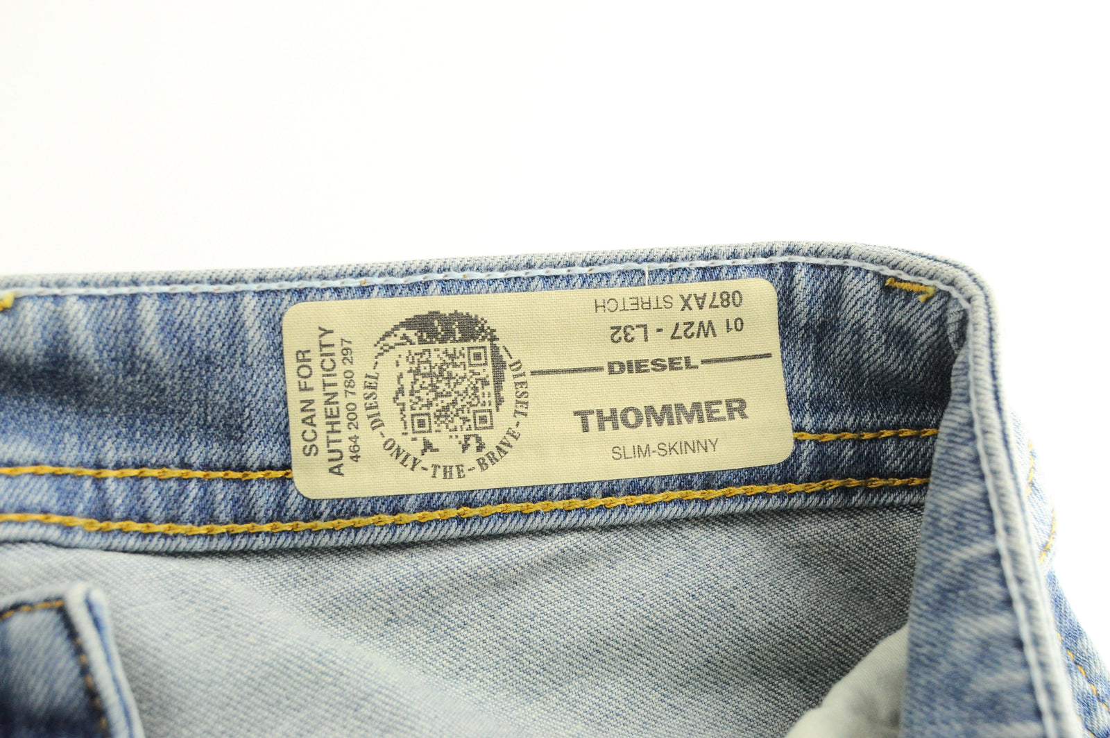 DIESEL Thommer 087AX Men's Blue Jeans W27/L32 Ripped Washed Slim Skinny Fit