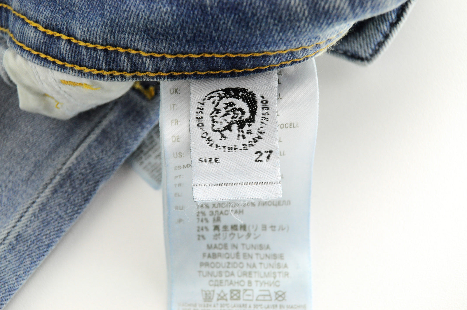 DIESEL Thommer 087AX Men's Blue Jeans W27/L32 Ripped Washed Slim Skinny Fit