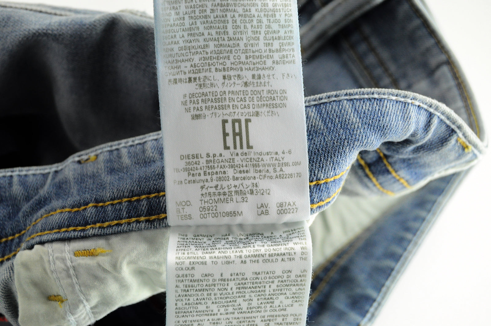 DIESEL Thommer 087AX Men's Blue Jeans W27/L32 Ripped Washed Slim Skinny Fit