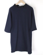 SCOTCH & SODA Ams Blauw Women's Dress M Navy Cotton Blend Frilled Collar