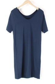 DENHAM Compass Women's Dress S Blue Short Sleeve Round Neck Stretch