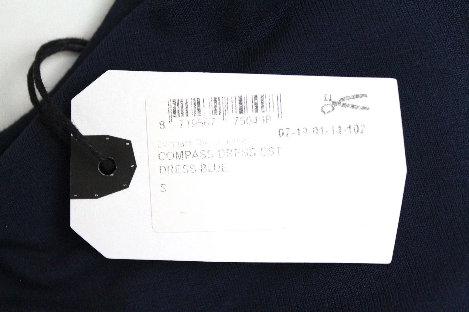 DENHAM Compass Women's Dress S Blue Short Sleeve Round Neck Stretch