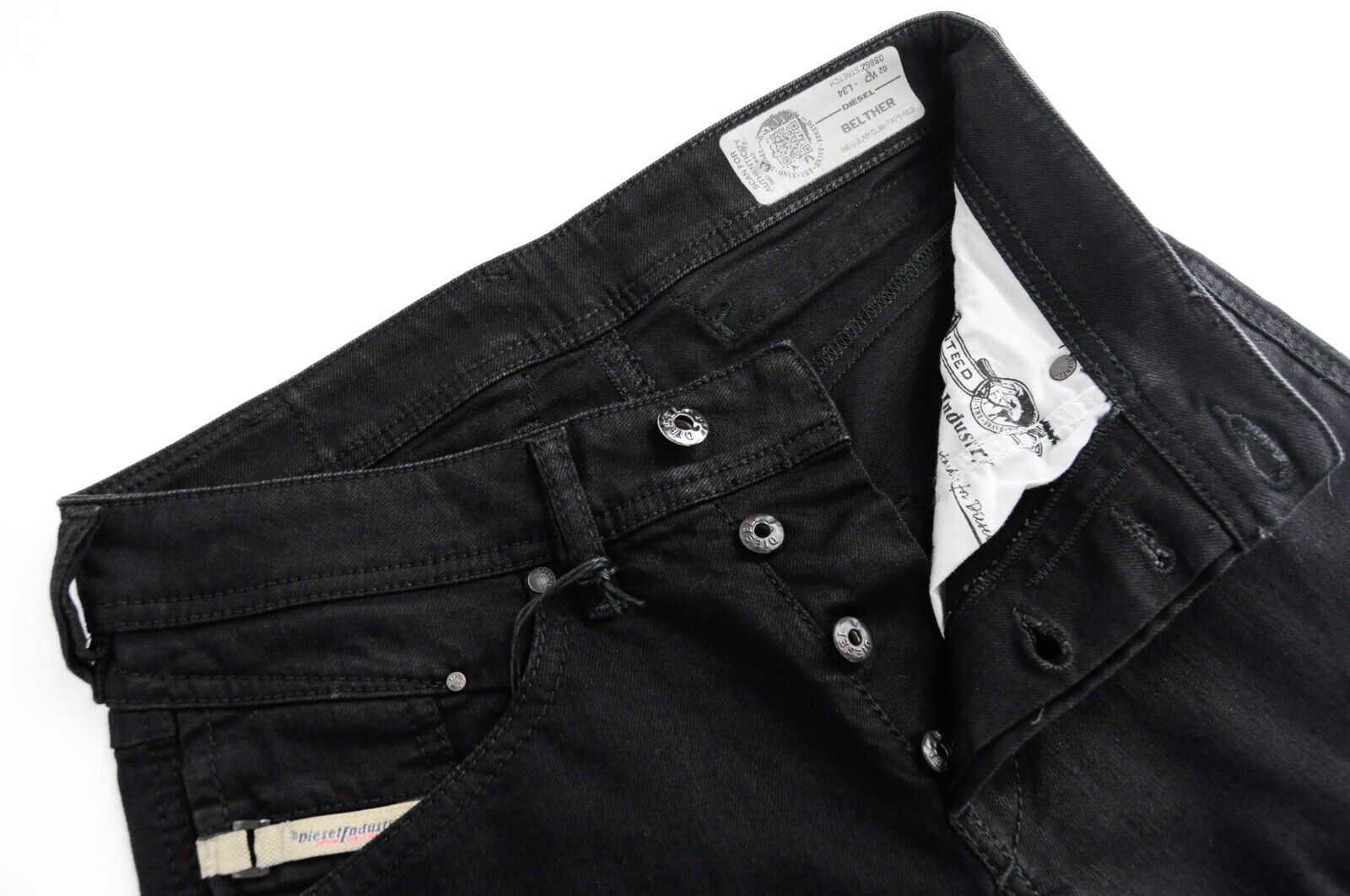 DIESEL Belther 0886Z Men's Black Jeans W27/L34 Slim Tapered Cotton Stretch Fit