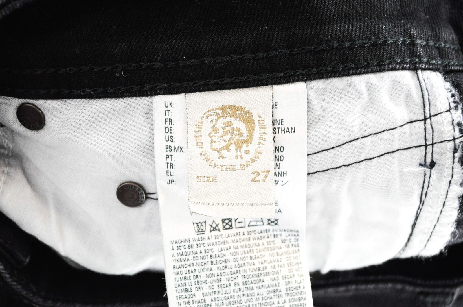 DIESEL Belther 0886Z Men's Black Jeans W27/L34 Slim Tapered Cotton Stretch Fit