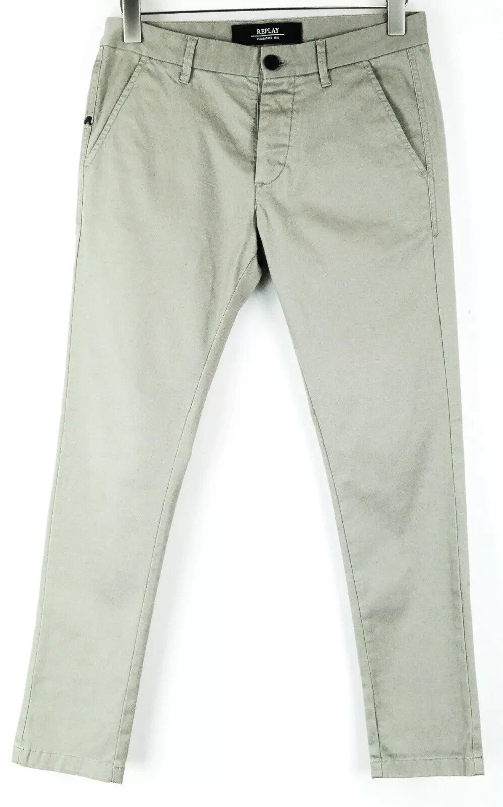 REPLAY Men's Trousers 29 Light Brown Slim Fit Cotton Stretch Button-Fly