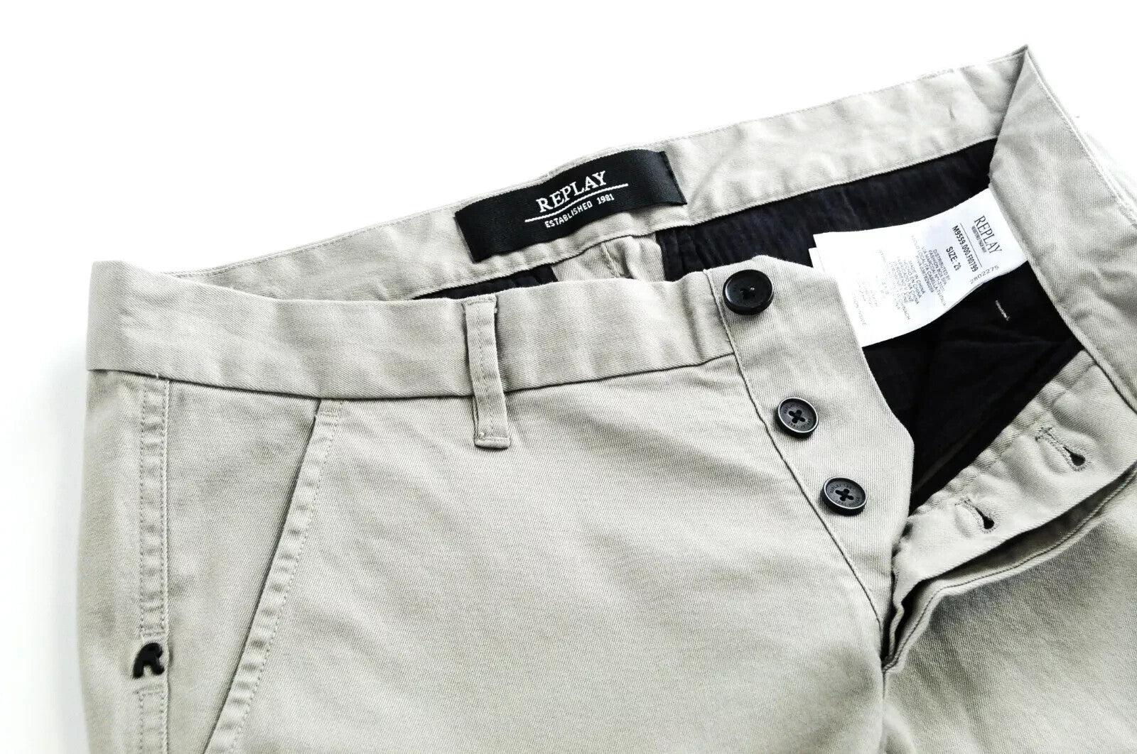 REPLAY Men's Trousers 29 Light Brown Slim Fit Cotton Stretch Button-Fly