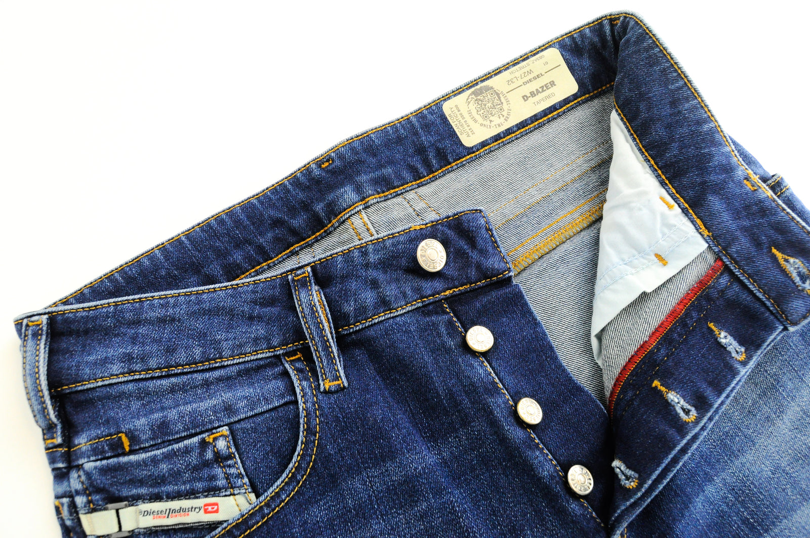 DIESEL D-Bazer 083AZ Men's Blue Jeans W27/L32 Tapered Ripped Cotton Stretch Fit