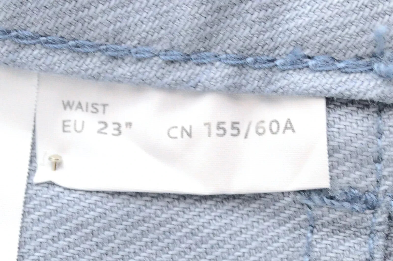 DENHAM Bonnie Women's Trousers W23/L28 Wide Blue Linen Cotton Painted