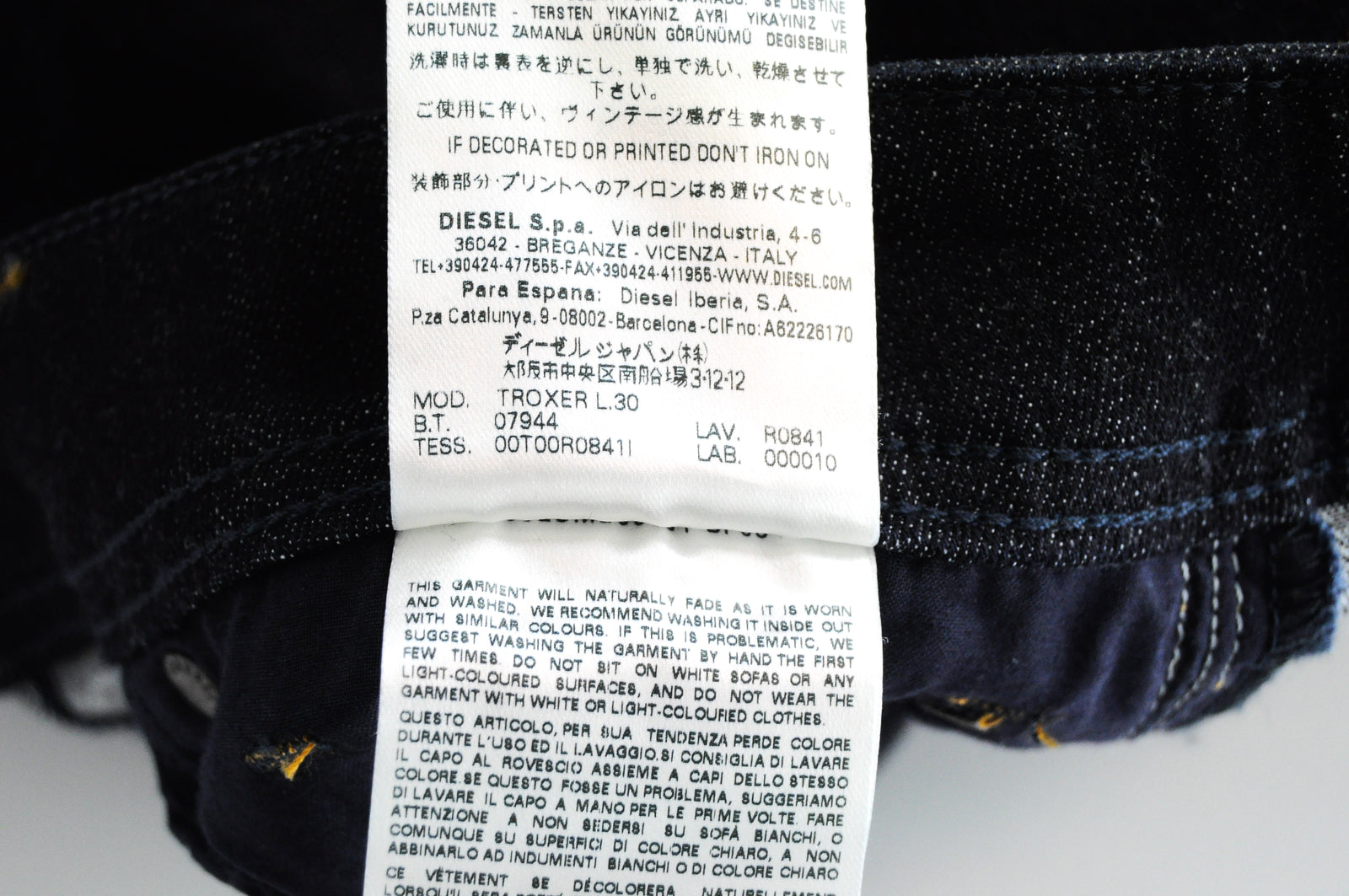 DIESEL Troxer R0841 Men's Dark Blue Jeans W27/L30 Slim Skinny Cotton Stretch Fit