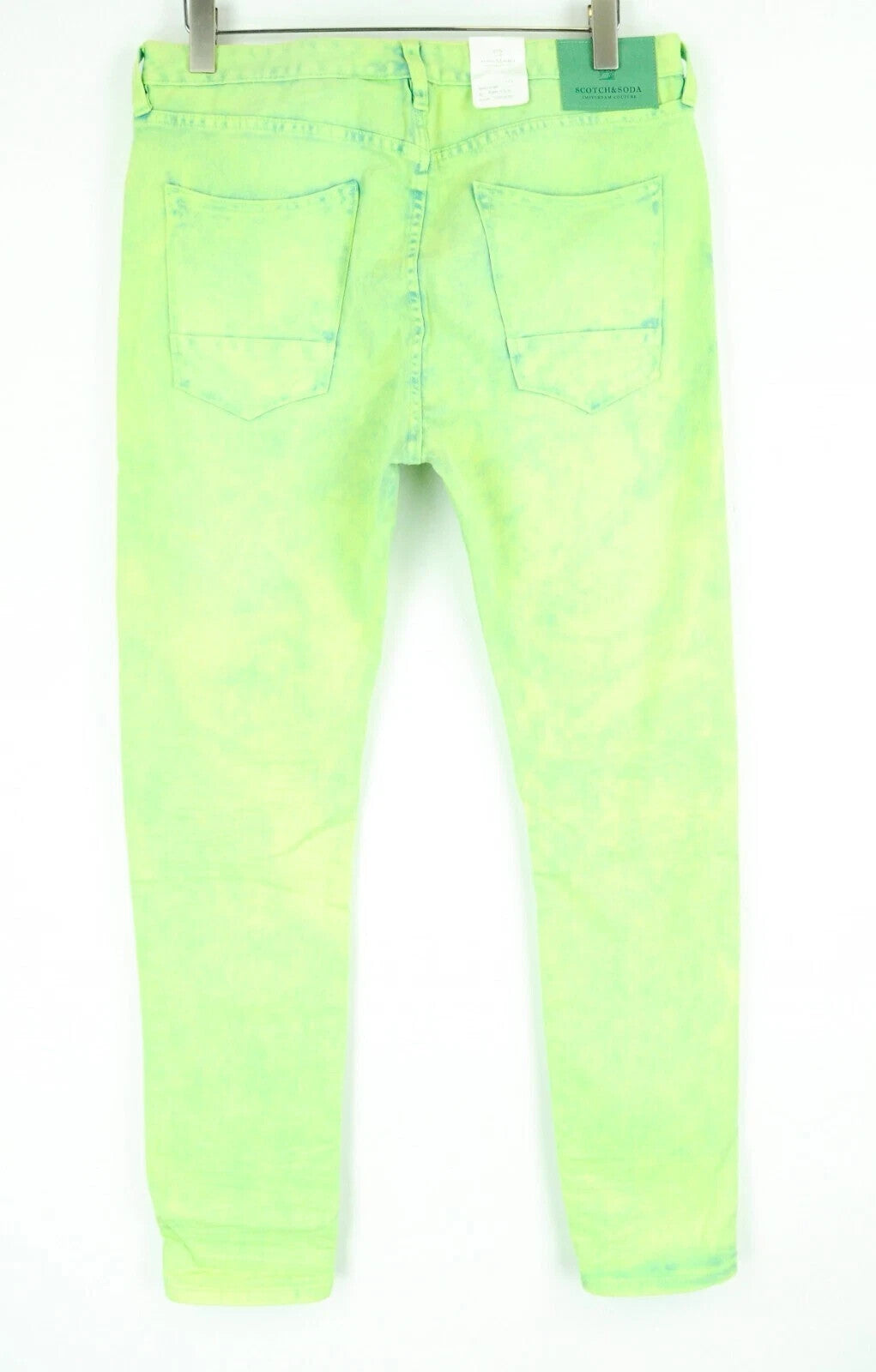 SCOTCH &amp; SODA Steele vyriški džinsai W33/L34 itin ploni, žaliai dažyti, su sagomis 