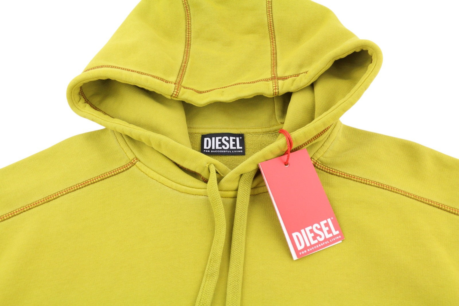 DIESEL S-Vulchood Mens Hoodie XS Mustard Pullover Oversizedd Kangaroo RRP€250
