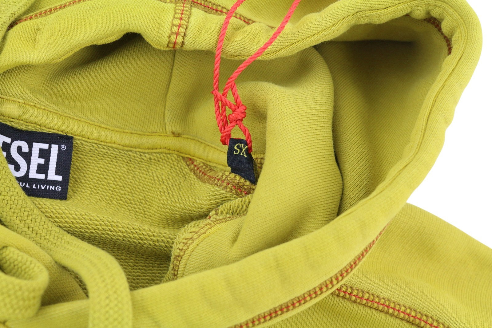 DIESEL S-Vulchood Mens Hoodie XS Mustard Pullover Oversizedd Kangaroo RRP€250