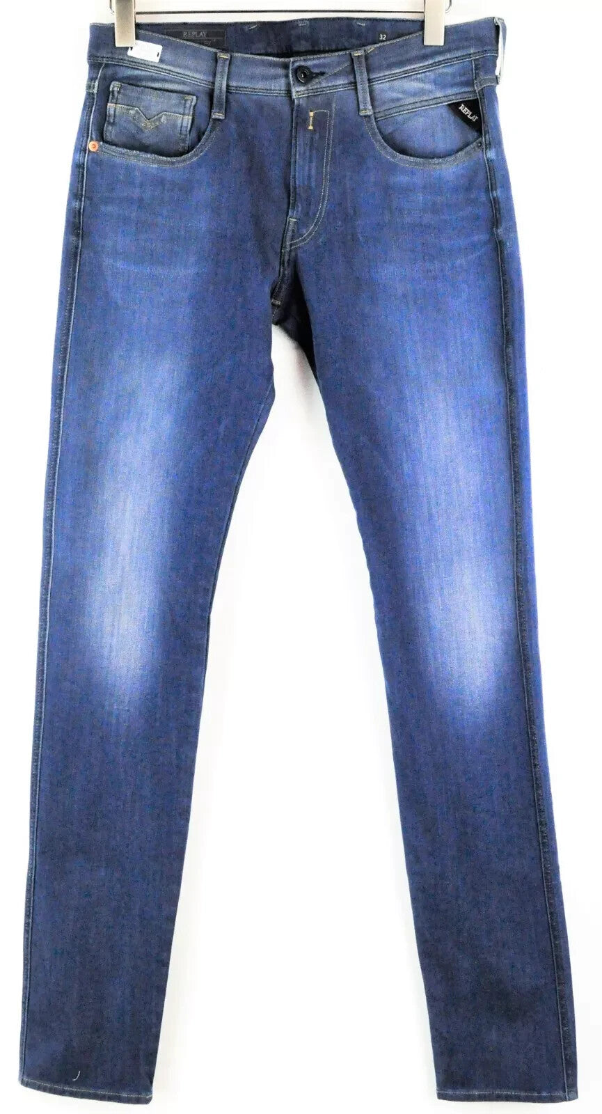 REPLAY Anbass Men's Jeans W32/L36 Slim Fit Washed Blue 5-Pocket
