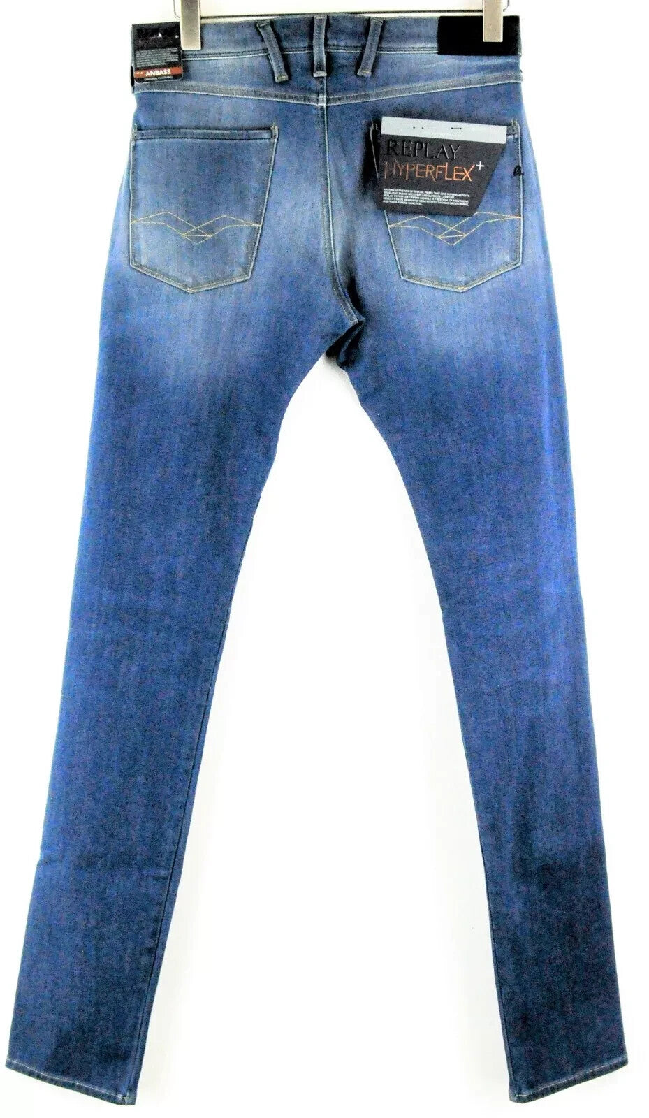 REPLAY Anbass Men's Jeans W32/L36 Slim Fit Washed Blue 5-Pocket