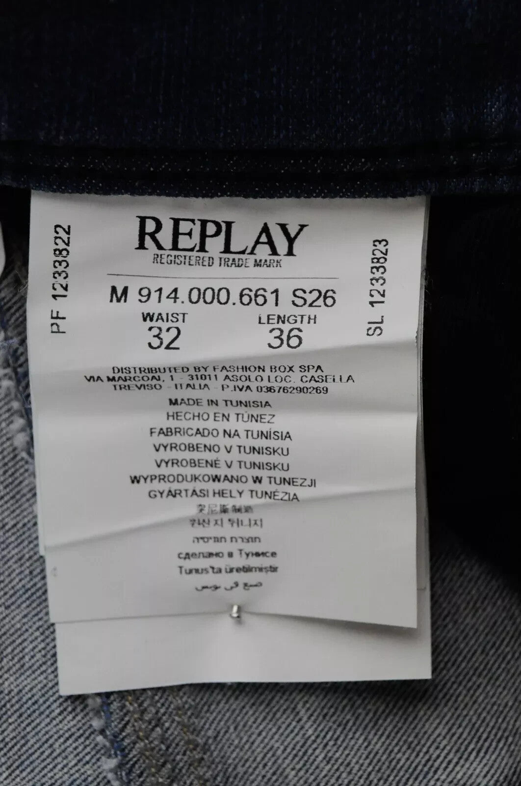 REPLAY Anbass Men's Jeans W32/L36 Slim Fit Washed Blue 5-Pocket