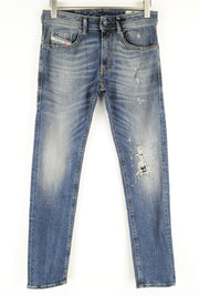 DIESEL Thommer 083AC Men's Blue Jeans W28/L30 Slim Skinny Washed Cotton Stretch