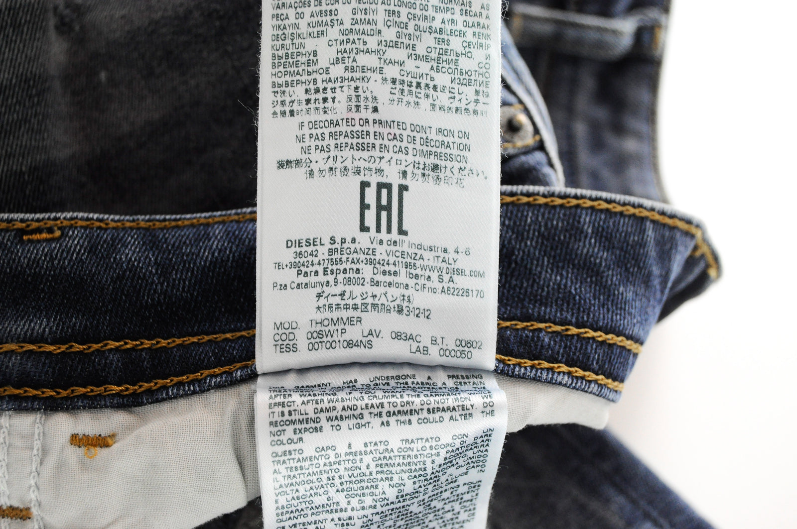 DIESEL Thommer 083AC Men's Blue Jeans W28/L30 Slim Skinny Washed Cotton Stretch