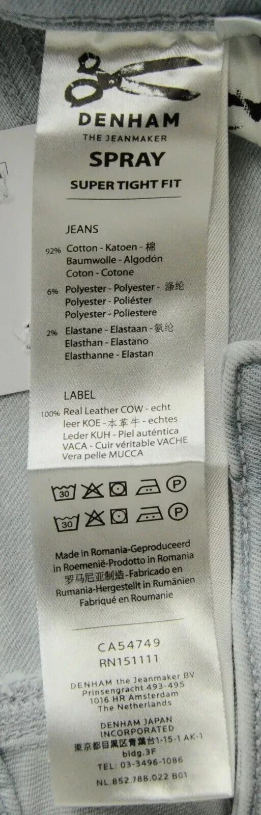 DENHAM Spray Women's Jeans W26/L32 Super Tight Fit Ripped Blue Stretch